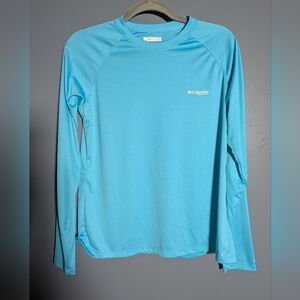 Columbia Teal Long Sleeve Performance Fishing Shirt Woemns Size M Omnishade